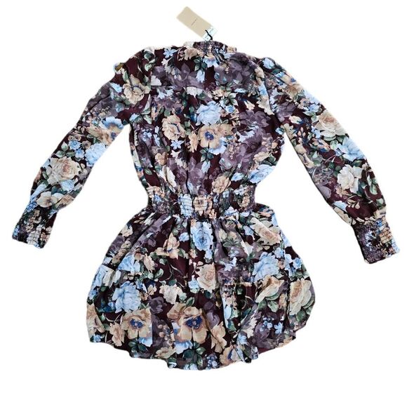 Women's Floral Long Sleeves Mini Dress Small - Picture 2 of 5